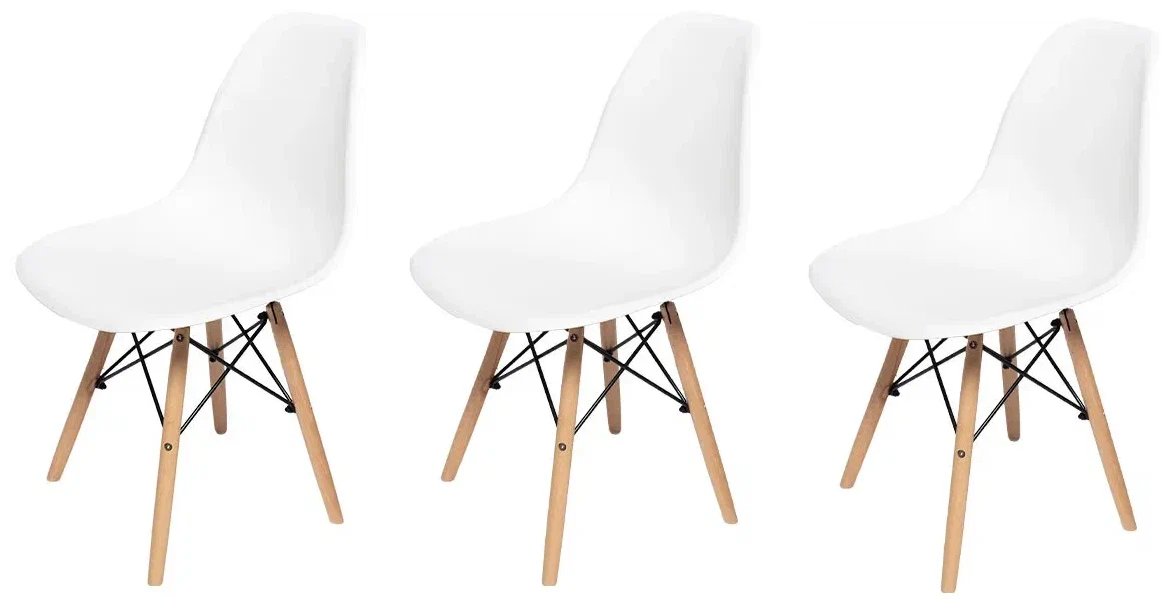 Комплект стульев для кухни из 3-х штук Eames SC - 001 белый, пластиковый