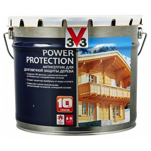Антисептик V33 для дерева POWER PROTECTION полуглянцевый Сосна 9л.