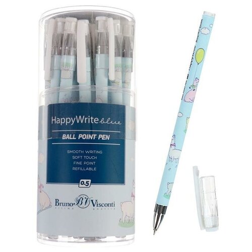 Ручка шариковая HappyWrite Ламы, 0,5 мм, синие чернила