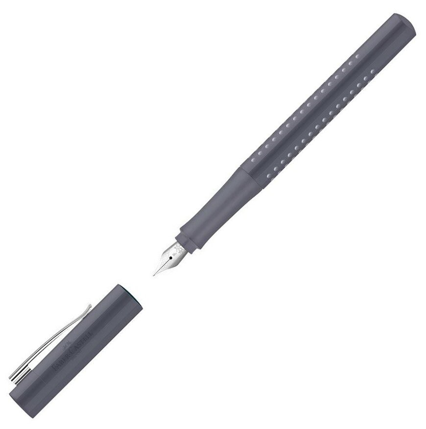 Ручка перьевая Faber-Castell "Grip 2010" синяя, 0,6 мм, трехгранная, бархатный серый корпус (140830)