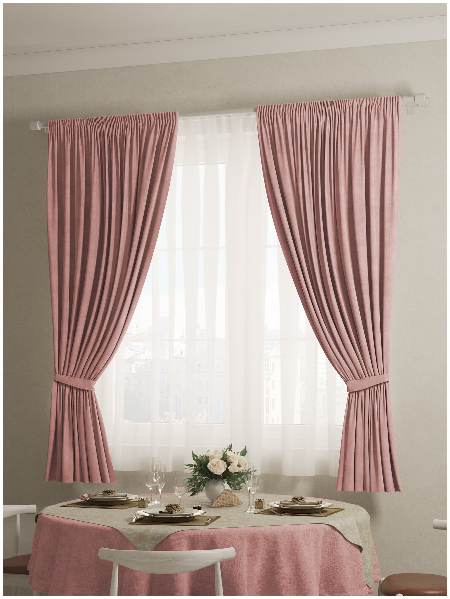 Комплект штор для гостиной "Тина" Канвас на шторной ленте, Шторы для спальни, комнаты, кухни, в детскую, PASIONARIA,130х180 см -2шт