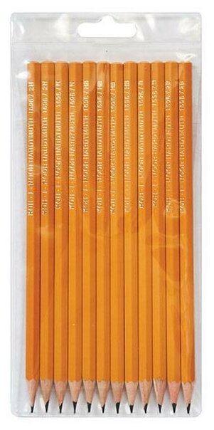 Набор чернографитных карандашей, KOH-I-NOOR, 12 шт/уп, 2B-2H, заточенные, шестигранные, в ПВХ упаковке