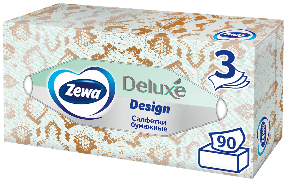 Салфетки Бумажные в коробке Zewa Deluxe Дизайн, 3 слоя, 90 шт. - фотография № 3