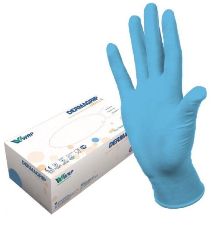 Перчатки медицинские смотровые DERMAGRIP ULTRA синтетические нестерильные неопудренные, М, 25 пар