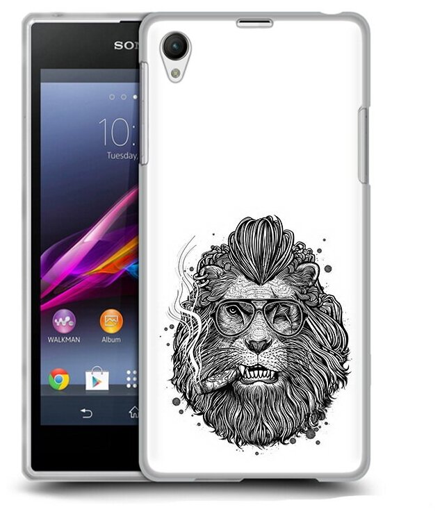 Чехол задняя-панель-накладка-бампер MyPads курящий лев для Sony Xperia Z1 противоударный