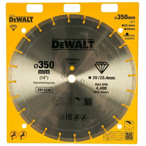 Диск алмазный 350х25.4/20 мм DeWalt DT40213 dewalt диск алмазный dewalt 76 10мм dt20590 qz