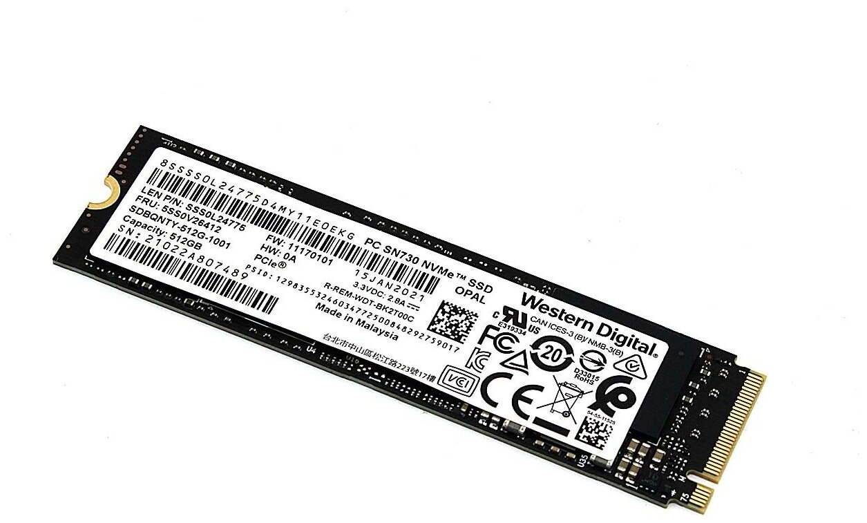 Жесткий диск, твердотелый накопитель, внутренняя память SSD PCIe 512Gb Western Digital PC SN730 NVMe