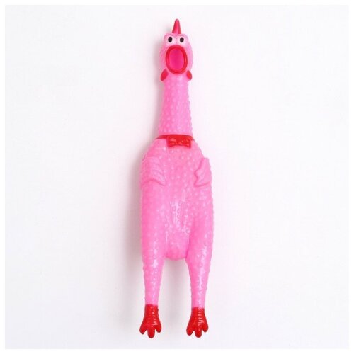 Игрушка пищащая Задумчивая курица для собак, 28 см, розовая