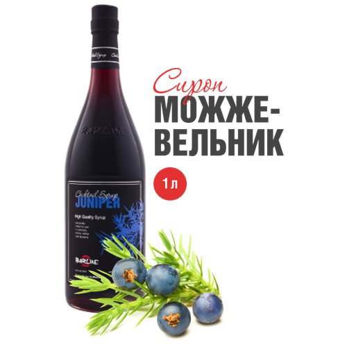 Сироп Barline Можжевельник (Juniper), 1 л, для кофе, чая, коктейлей и десертов, стеклянная бутылка