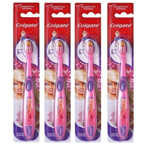 Colgate зубная щетка Barbie для детей старше 5 лет супермягкая х 4 шт.