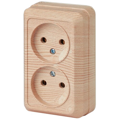 2-203-11 Intro Розетка 2х2P, 16А-250В, IP20, ОУ, Quadro, сосна, 1шт