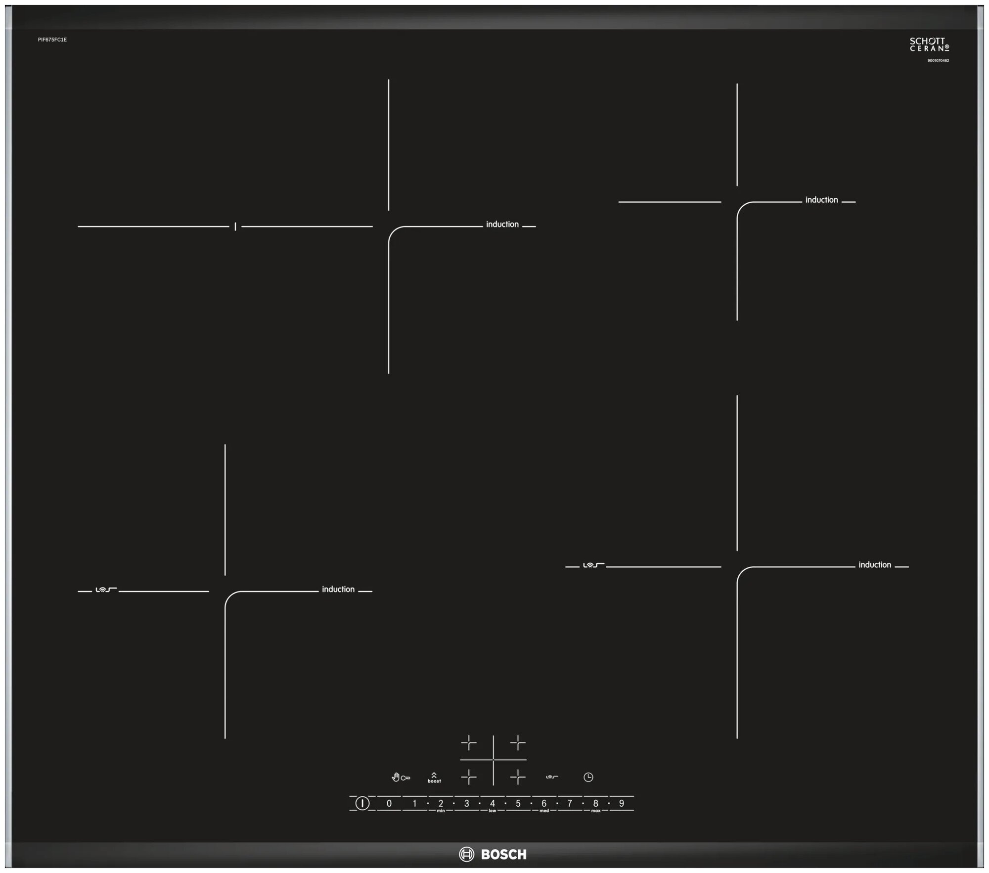 Индукционная варочная панель Bosch PIF675FC1E, с рамкой, черный