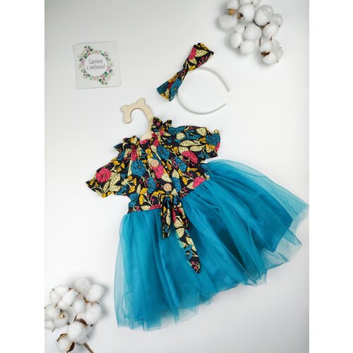 фото Платье, комплект, размер 2 года, бирюзовый нет бренда