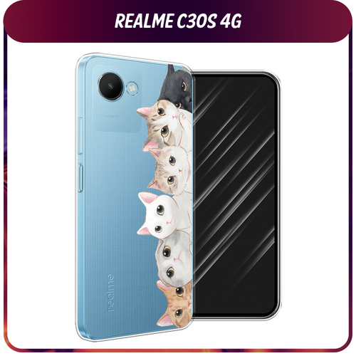 Силиконовый чехол на Realme C30S 4G / Реалми С30S 4G Котики, прозрачный силиконовый чехол на realme c30s 4g реалми с30s 4g добрый кот