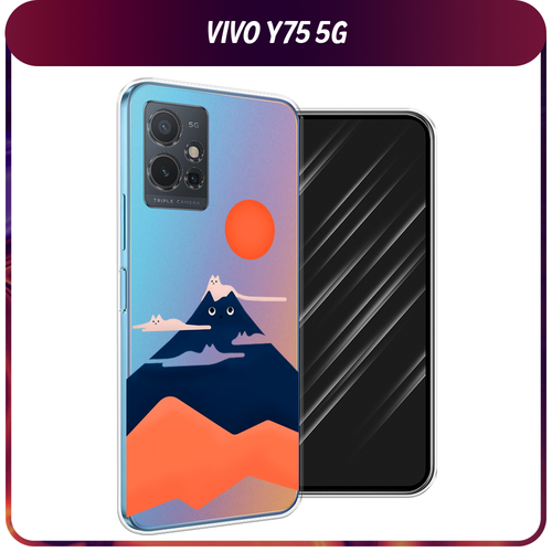 Силиконовый чехол на Vivo Y75 5G / Виво Y75 5G Кот-гора, прозрачный силиконовый чехол на vivo y75 5g виво y75 5g глаза масляная живопись