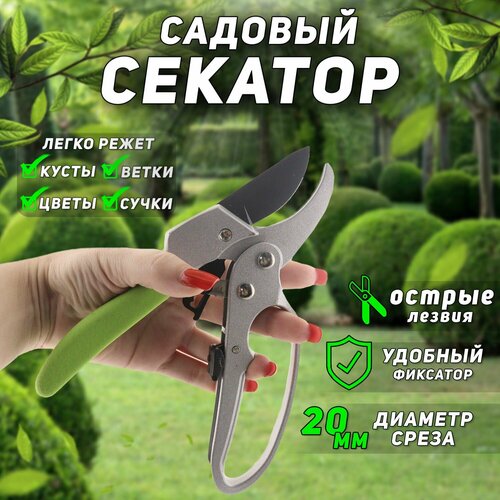 Секатор-сучкорез садовый профессиональный (с храповым механизмом и фиксатором, серый) SF-118-H Wuking Tools