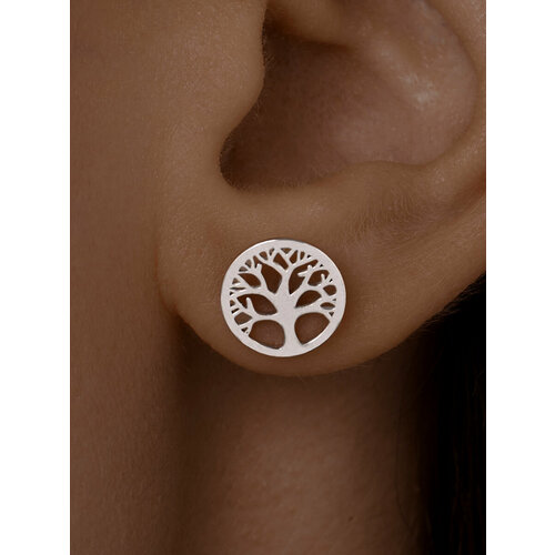 фото Серьги пусеты ювелир карат, серебро, 925 проба, родирование, размер 10 мм, длина 1.1 см, , серебристый