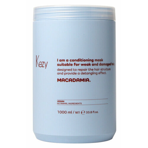 Kezy I am MACADAMIA Кондиционирующая маска с маслом макадамии для слабых и поврежденных волос 1000 мл