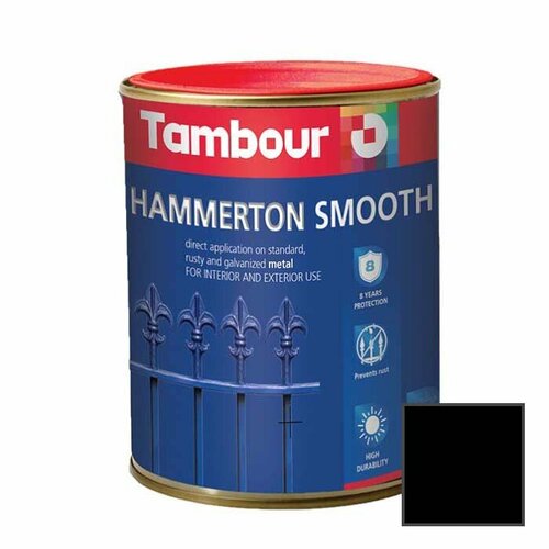 Грунт-эмаль универсальная промышленная антикоррозийная Tambour Hammerton Smooth матовая черная (543-102) 4,5 кг