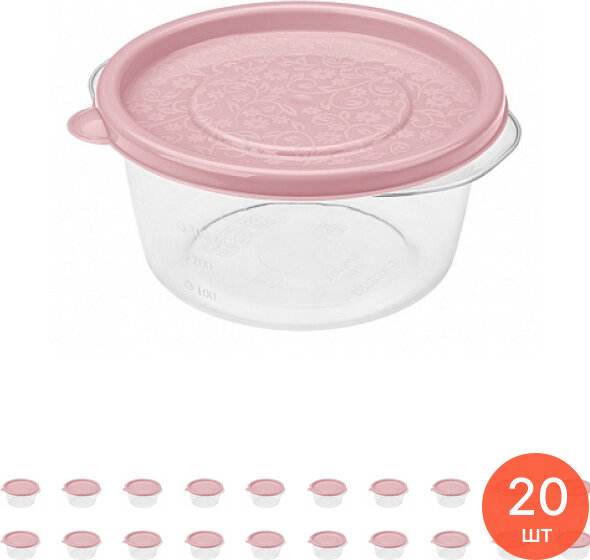 Контейнер для хранения продуктов Phibo Арт-Декор герметичный полипропилен прозрачный 0.44л (комплект из 20 шт)