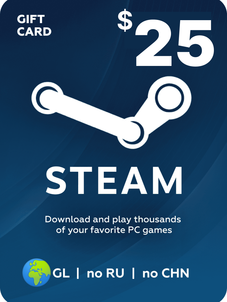 Пополнение кошелька Steam на 25 USD / Код активации США / Подарочная карта Стим / Gift Card 25$ (США) / не подходит для России и Китая