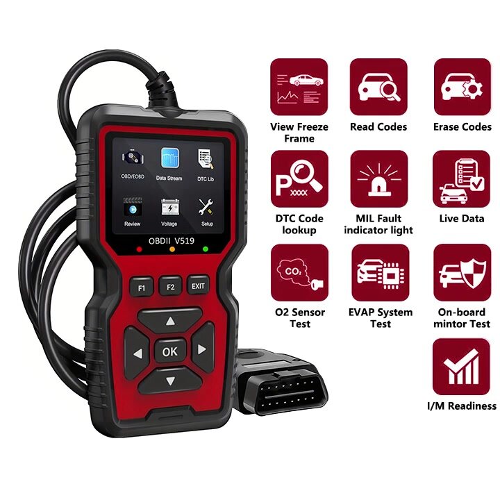 2024 New OBD2 Diagnostic Scanner Tool - Full OBD2 Features, Engine Code Reader, Reset, Modes 6 & 8 And More For All OBDII/EOBD Vehicles After 1996 - Easy To Use, Fast & Accurate Vehicle Troubleshooter — фото 1