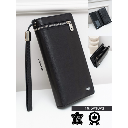 Кошелек Alfa Ricco, фактура матовая, гладкая, черный