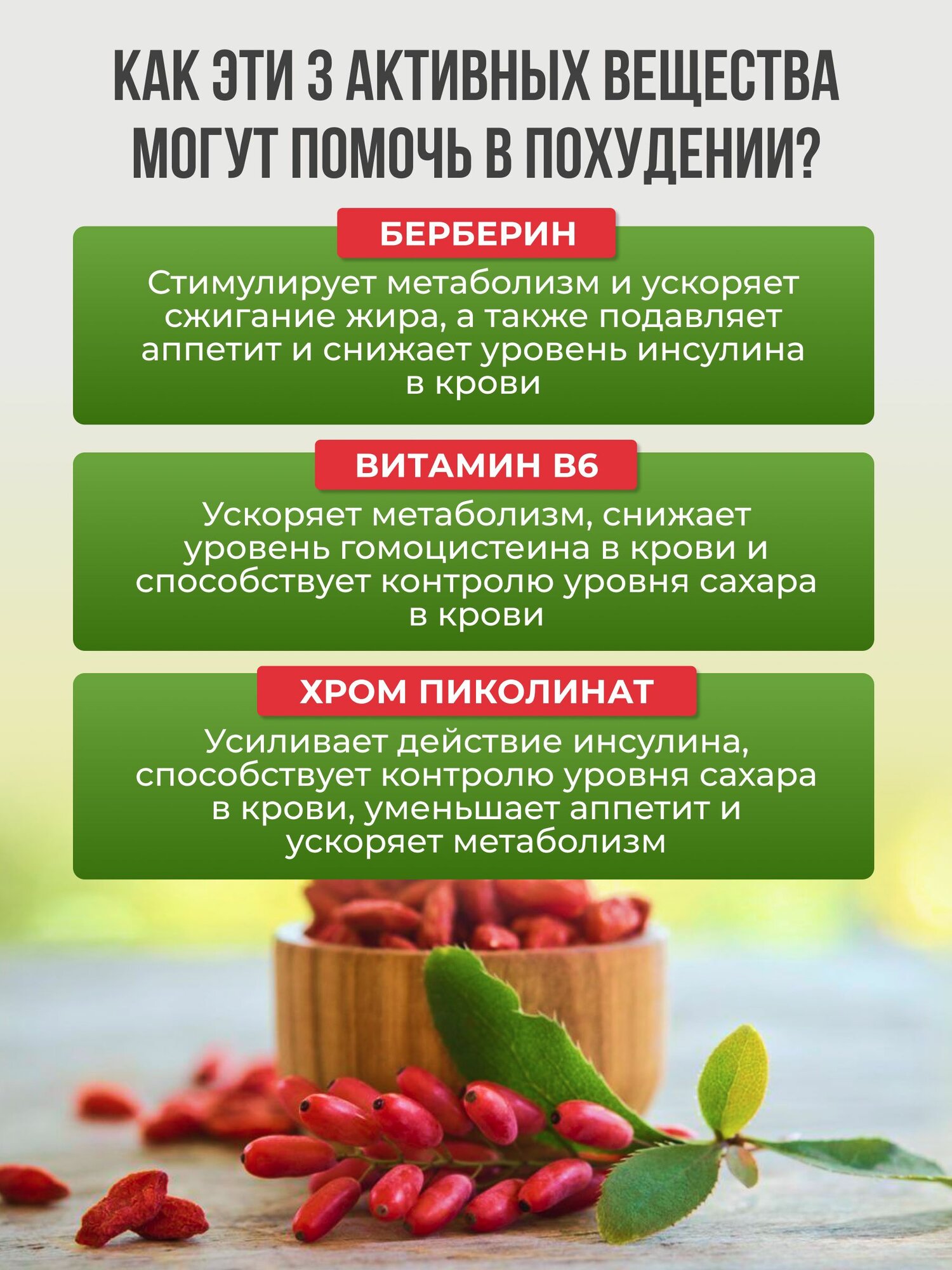 Изображение BioHerb БАД Берберин 60 капсул и Пиколинат Хрома 60 капсул для похудения