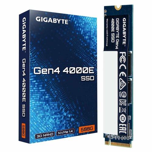 Твердотельный накопитель SSD Gigabyte M.2 2280 500GB Gen4 4000E SSD PCI Express 4.0x4, NVMe 1.4, 3600/3000, MTBF 1.5M, 3D NAND, 300TBW, RTL
