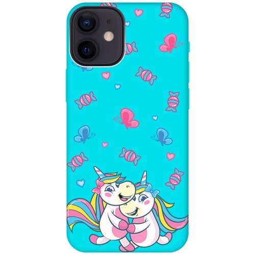 Силиконовый чехол на Apple iPhone 12 Mini / Эпл Айфон 12 мини с рисунком Unicorns and Candies Soft Touch бирюзовый силиконовый чехол на apple iphone 12 mini эпл айфон 12 мини с рисунком unicorns and candies