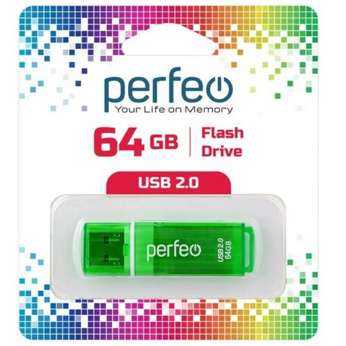 USB Флеш-накопитель USB накопитель Perfeo 64GB C13 Green накопитель perfeo usb 2 0 64gb c13 black