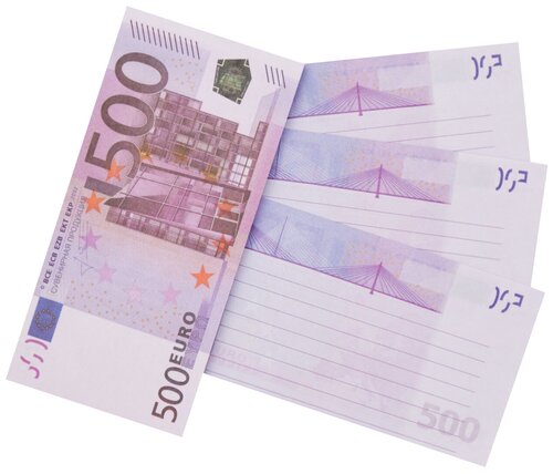 Блокнот для записей и заметок в линейку пачка денег 500 евро