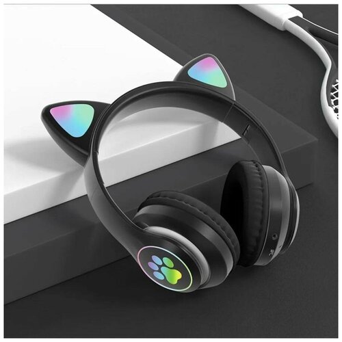 Беспроводные наушники Bluetooth со светящимися кошачьими ушами STN-28 черные 91000₽