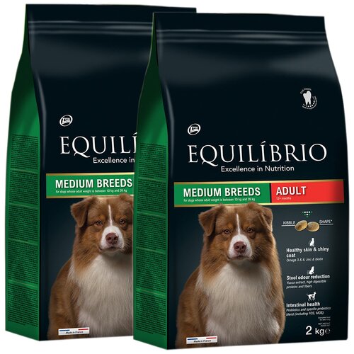 EQUILIBRIO ADULT DOG MEDIUM BREEDS для взрослых собак средних пород с мясом птицы (2 + 2 кг)