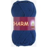 Пряжа для вязания VITA CHARM (Шарм), цвет: 4158 (темно-синий); 1 моток, состав: 100% мерсеризованный хлопок, вес: 50 г, длина: 106 м - изображение