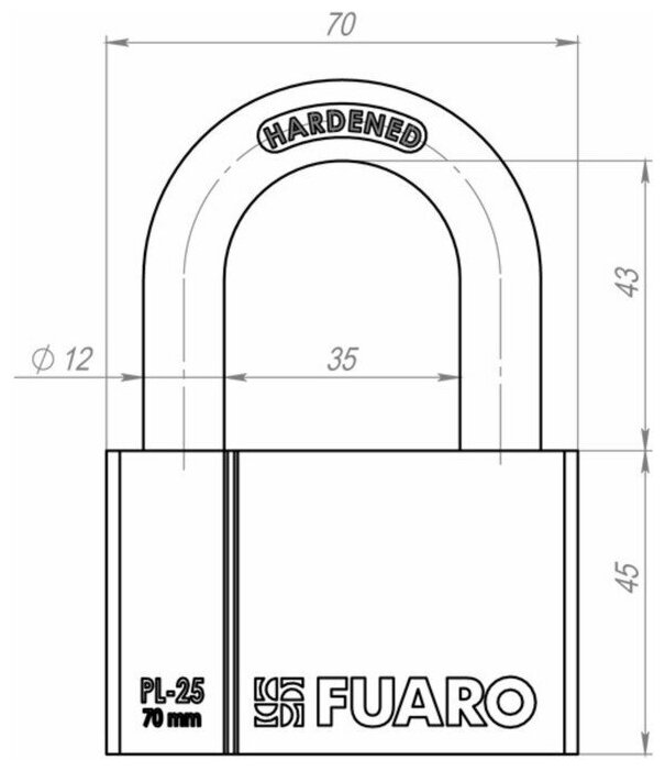 Замок навесной FUARO PL-2570 4кл. /26397/ - фотография № 2