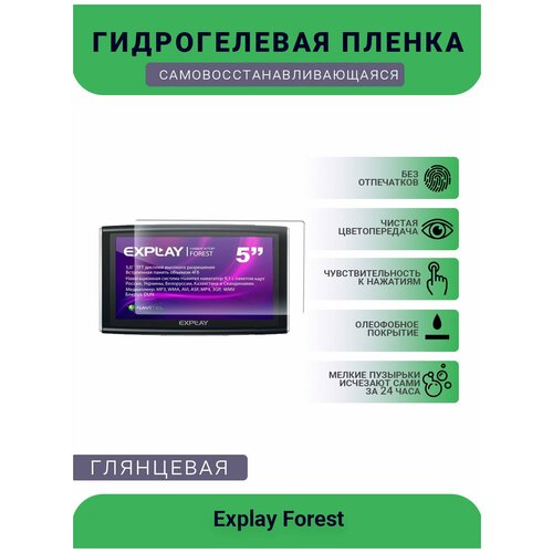 Защитная глянцевая гидрогелевая плёнка на дисплей навигатора Explay Forest