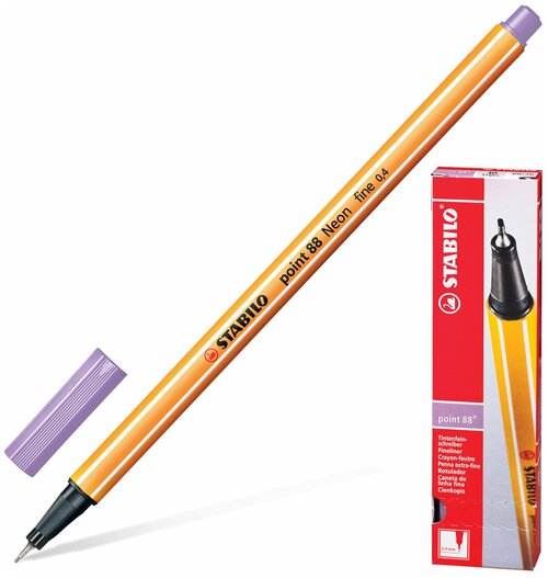 STABILO Ручка капиллярная stabilo point 88, светло-сиреневая, корпус оранжевый, линия письма 0,4 мм, 88/59, 10 шт.