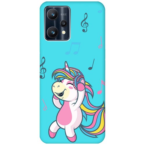 Матовый чехол Musical Unicorn для Realme 9 Pro / Рилми 9 Про с 3D эффектом бирюзовый матовый чехол rain для realme 9 pro рилми 9 про с 3d эффектом бирюзовый