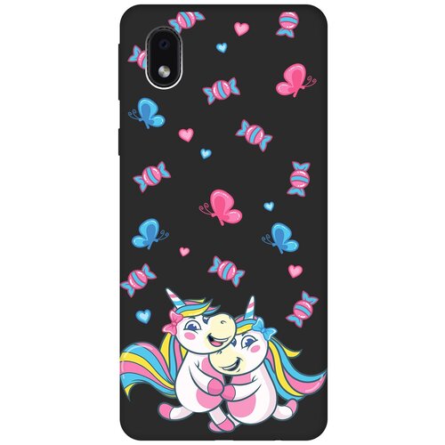 Матовый чехол Unicorns and Candies для Samsung Galaxy A01 Core / M01 Core / Самсунг А01 Кор с 3D эффектом черный силиконовый чехол с принтом unicorns and candies для samsung galaxy a01 самсунг а01