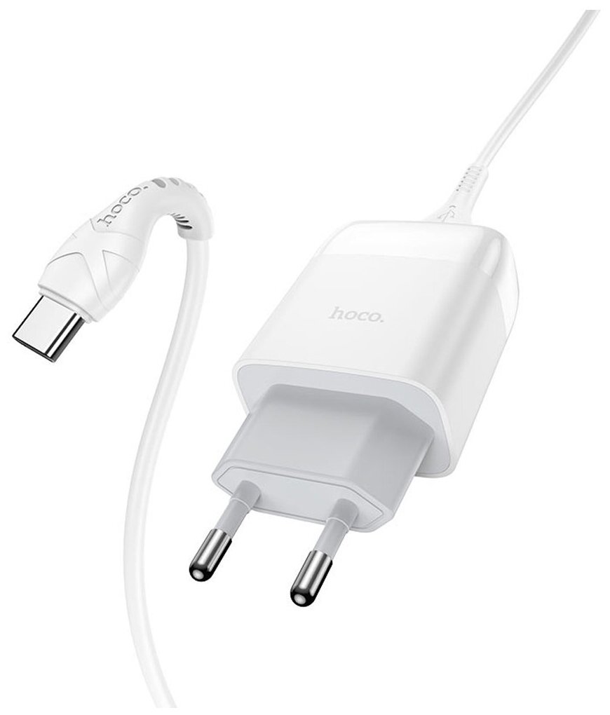 Сетевое зарядное устройство HOCO C72Q Glorious 1xUSB с кабелем USB - Type-C, 18W, белый