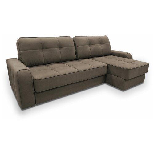 Угловой диван Кембридж пантограф пружинный коричневый замша ширина 275 см спальное место 155х234 см