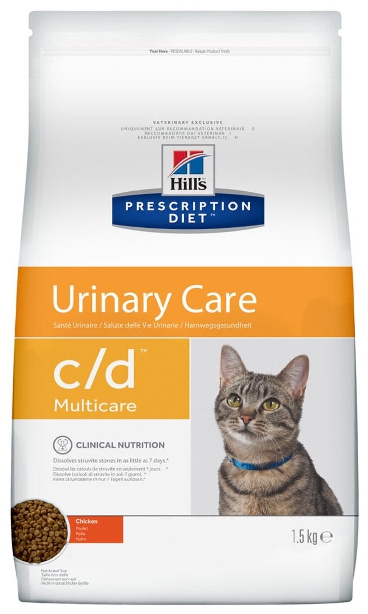 Hill's Prescription Diet c/d Multicare Urinary Care Сухой корм для кошек при профилактике МКБ с курицей 1,5кг