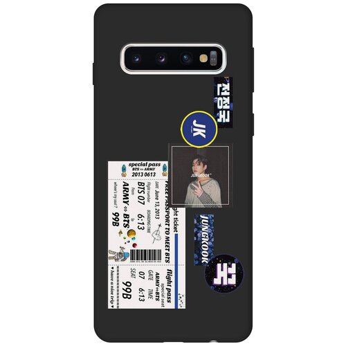 Матовый чехол BTS Stickers для Samsung Galaxy S10 / Самсунг С10 с 3D эффектом черный матовый чехол cute stickers для samsung galaxy s10 самсунг с10 с 3d эффектом черный