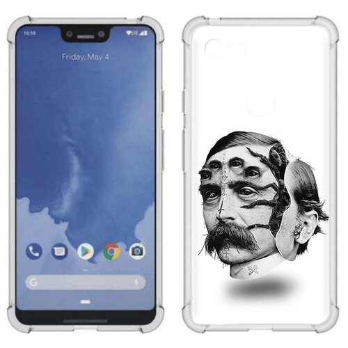 Чехол задняя-панель-накладка-бампер MyPads страшное лицо мужчины для Google Pixel 3 XL противоударный