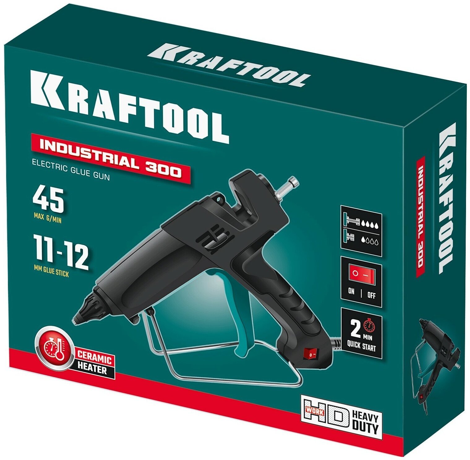 Клеевой пистолет Kraftool Industrial 300 300Вт 45гр/мин стерж:11мм (6842)