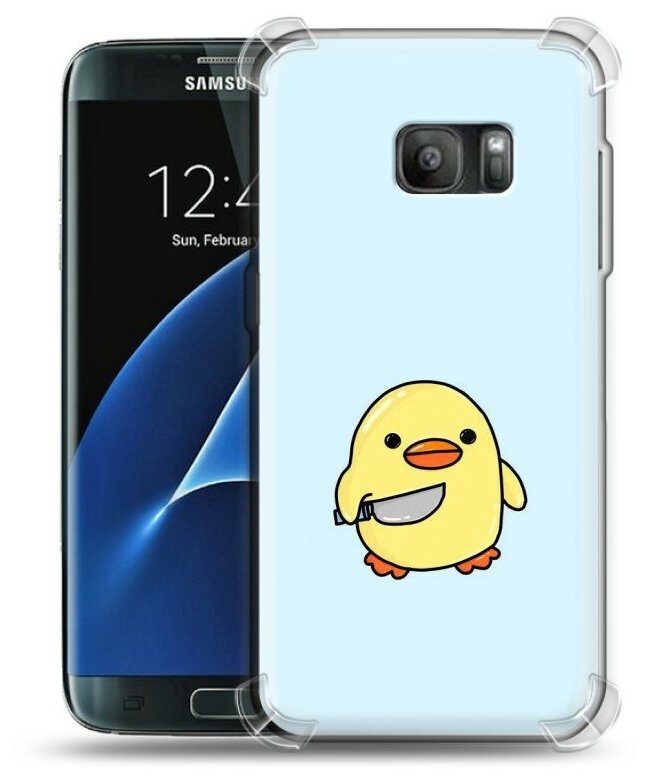 Дизайнерский силиконовый с усиленными углами чехол для Самсунг S7 / Samsung Galaxy S7 Утенок с ножом