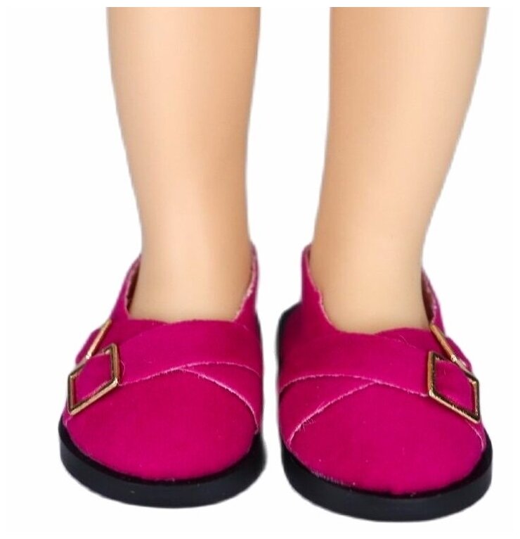 Обувь для кукол, Туфли из мягкой ткани 5 см с декоративными пряжками для кукол Paola Reina 32 см, Berjuan 35 см, Vidal Rojas 35 см и др, фуксия
