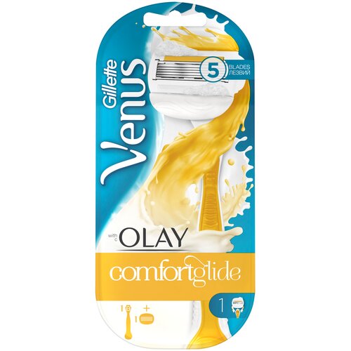 Venus & Olay ComfortGlide бритвенный станок + сменная кассета, 1 шт., с 1 сменным лезвием в комплекте станок бритвенный gillette venus 2 картридж