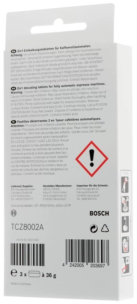 Таблетки для декальцинации автоматических кофемашин Bosch TCZ 8002 - фотография № 11
